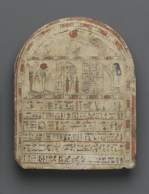 Egyptian. <em>Grave Stela of Nehemes-Ra-tawy</em>, ca. 760–525 B.C.E. Limestone, pigment, 10 3/8 x 8 3/8 x 2 1/2 in., 13 lb. (26.4 x 21.3 x 6.4 cm, 5.9kg). Brooklyn Museum, Charles Edwin Wilbour Fund, 37.588E. Creative Commons-BY (Photo: Brooklyn Museum, 37.588E_PS1.jpg)