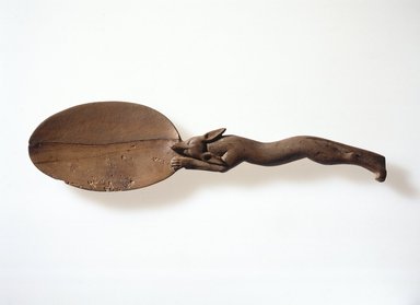  <em>Spoon with Jackal Handle</em>, ca. 1539-1292 B.C.E. Wood, 2 5/8 × 9/16 × 10 7/16 in. (6.7 × 1.4 × 26.5 cm). Brooklyn Museum, Charles Edwin Wilbour Fund, 37.623E. Creative Commons-BY (Photo: Brooklyn Museum, 37.623E_SL1.jpg)