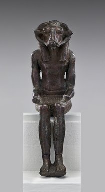  <em>Ram-Headed God</em>, 664-332 B.C.E. Bronze, 3 1/2 x 1 x 1 3/4 in. (8.9 x 2.5 x 4.4 cm). Brooklyn Museum, Charles Edwin Wilbour Fund, 37.682E. Creative Commons-BY (Photo: Brooklyn Museum (Gavin Ashworth,er), 37.682E_Gavin_Ashworth_photograph.jpg)