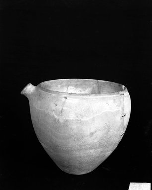  <em>Vessel with Spout</em>, ca. 2675–2170 B.C.E. Egyptian alabaster (calcite), 10 1/4 x Diam. 12 1/16 in. (26 x 30.6 cm). Brooklyn Museum, Charles Edwin Wilbour Fund, 37.68E. Creative Commons-BY (Photo: Brooklyn Museum, 37.68E_NegA_glass_bw.jpg)