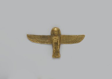  <em>Ba Amulet</em>, 664–343 B.C.E. Gold, 7/8 x 1 5/8 x 1/4 in. (2.2 x 4.2 x 0.6 cm). Brooklyn Museum, Charles Edwin Wilbour Fund, 37.805E. Creative Commons-BY (Photo: Brooklyn Museum, 37.805E_front_PS2.jpg)