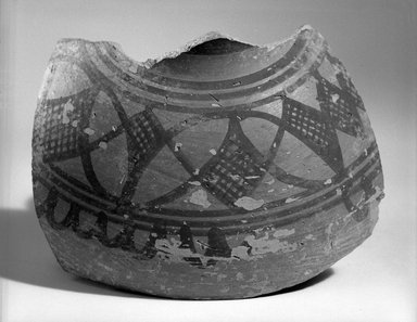 Indus Valley Culture. <em>Fragment of Medium-sized Vessel</em>, ca. 2500 B.C.E. Red pottery with slip-painted decoration, 4 5/16 x 5 7/8 in. (11 x 15 cm). Brooklyn Museum, A. Augustus Healy Fund, 37.90. Creative Commons-BY (Photo: Brooklyn Museum, 37.90_bw.jpg)