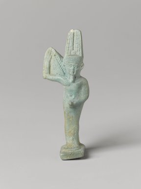  <em>Amun-Re-Kamutef(?)</em>, 664–30 B.C.E. Faience, 3 × 1 3/16 × 7/8 in. (7.6 × 3 × 2.2 cm). Brooklyn Museum, Charles Edwin Wilbour Fund, 37.950E. Creative Commons-BY (Photo: Brooklyn Museum, 37.950E_PS4.jpg)