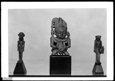  <em>Statue of Khonsu</em>, 664-343 B.C.E. Faience Brooklyn Museum, Charles Edwin Wilbour Fund, 37.1030E. Creative Commons-BY (Photo: , 37.985E_37.997E_37.1030E_GrpB_SL4.jpg)