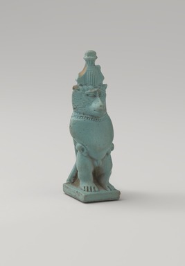  <em>Figure of Pataikos</em>, 664–525 B.C.E. Faience, 2 7/16 x 13/16 x 1 1/16 in. (6.2 x 2 x 2.7 cm). Brooklyn Museum, Charles Edwin Wilbour Fund, 37.998E. Creative Commons-BY (Photo: Brooklyn Museum, 37.998E_threequarter_PS9.jpg)