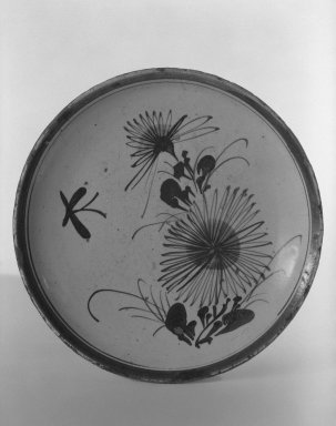  <em>Dish</em>, early 19th century. Glazed earthenware with iron decoration: Seto ware, 1 1/4 x 8 9/16 in. (3.2 x 21.7 cm). Brooklyn Museum, By exchange, 38.147. Creative Commons-BY (Photo: Brooklyn Museum, 38.147_bw.jpg)