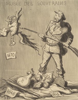 Honoré Daumier (Marseille, France, 1808–1879, Valmondois, France). <em>Whose Turn Is It? (A qui le tour?)</em>, 1870. Lithograph on wove paper, Image: 9 x 7 1/16 in. (22.9 x 17.9 cm). Brooklyn Museum, By exchange, 38.176 (Photo: Brooklyn Museum, 38.176.jpg)