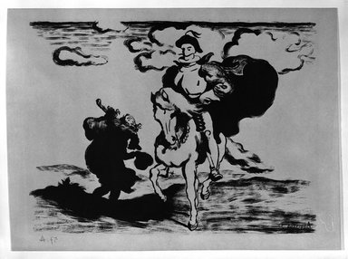 Louis Anquetin (French, 1861-1932). <em>The Horseman and the Beggar (Le Cavalier et le mendiant)</em>, 1893. Lithograph on paper, 14 3/8 x 19 1/2 in. (36.5 x 49.5 cm). Brooklyn Museum, Charles Stewart Smith Memorial Fund, 38.334 (Photo: Brooklyn Museum, 38.334_bw.jpg)