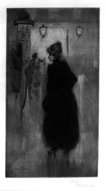Henri Boutet (French, 1851-1938). <em>Parisienne</em>, 1893. Soft ground etching on wove paper, 21 1/4 x 11 13/16 in. (54 x 30 cm). Brooklyn Museum, Charles Stewart Smith Memorial Fund, 38.345 (Photo: Brooklyn Museum, 38.345_bw.jpg)