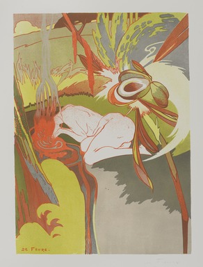 Georges de Feure (French, 1868-1943). <em>La Source du Mal</em>, 1894. Color lithograph on wove paper, Image: 13 5/8 x 9 7/8 in. (34.6 x 25.1 cm). Brooklyn Museum, Charles Stewart Smith Memorial Fund, 38.385 (Photo: , 38.385_PS9.jpg)