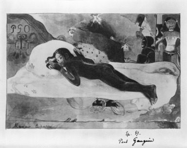 Paul Gauguin (French, 1848-1903). <em>Manao Tupapau (Watched by the Spirits of the Dead)</em>, 1894. Lithograph on wove paper Brooklyn Museum, Charles Stewart Smith Memorial Fund, 38.386 (Photo: Brooklyn Museum, 38.386_view1_bw.jpg)