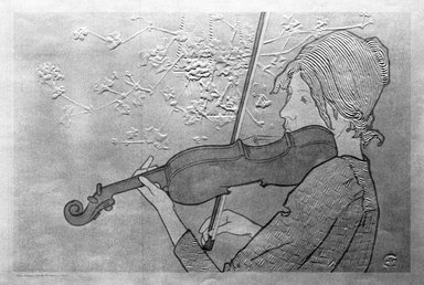 Alexandre Charpentier (French, 1856-1909). <em>La Fille au Violon</em>, 1894. Lithograph on wove paper, 10 1/4 x 15 9/16 in. (26 x 39.5 cm). Brooklyn Museum, Charles Stewart Smith Memorial Fund, 38.395 (Photo: Brooklyn Museum, 38.395_bw.jpg)