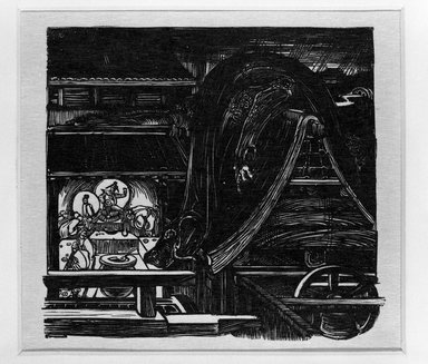 Charles S. Ricketts (British, 1866-1931). <em>L'Inondation</em>, 1894. Wood engraving on Japan paper, 3 7/16 x 3 3/4 in. (8.8 x 9.5 cm). Brooklyn Museum, Charles Stewart Smith Memorial Fund, 38.398 (Photo: Brooklyn Museum, 38.398_bw.jpg)