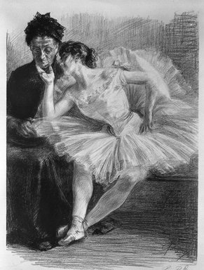 Paul Renouard (French, 1845-1924). <em>Danseuse et sa  mère</em>, 1894. Lithograph on wove paper, 18 3/8 x 13 5/8 in. (46.7 x 34.6 cm). Brooklyn Museum, Charles Stewart Smith Memorial Fund, 38.410 (Photo: Brooklyn Museum, 38.410_bw.jpg)