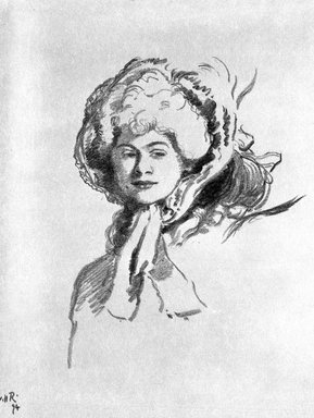 William Rothenstein (British, 1872-1945). <em>Portrait</em>, 1894. Lithograph on wove paper, Image: 15 1/2 x 9 in. (39.4 x 22.9 cm). Brooklyn Museum, Charles Stewart Smith Memorial Fund, 38.412 (Photo: Brooklyn Museum, 38.412_bw.jpg)