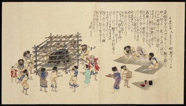  <em>Ezo Shima Kikan, 3 of a set of three scrolls</em>, ca 1840. Ink on paper, braid silk, 10 7/16 x 193 5/16 in. (26.5 x 491 cm). Brooklyn Museum, A. Augustus Healy Fund, 38.648 (Photo: Brooklyn Museum, 38.648_detail1_IMLS_SL2.jpg)