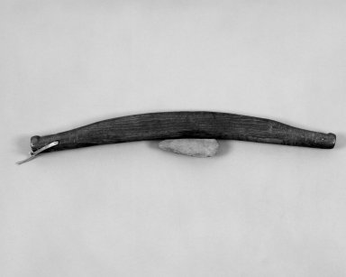 Native Alaskan. <em>Sealskin Scraper</em>, 1900-1930 (possibly). Wood, flint, hide, 20 7/8 x 3 1/4 x 1 1/4 in. or (53.0 x 8.0 cm). Brooklyn Museum, Gift of Frank K. Fairchild, 38.705. Creative Commons-BY (Photo: Brooklyn Museum, 38.705_bw.jpg)