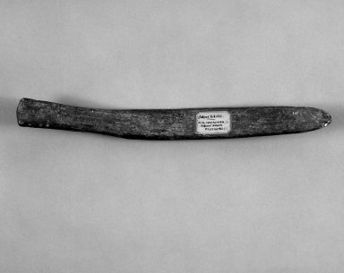 Native Alaskan. <em>Knife used for scraping snow from clothing</em>, 19th century (possibly). Whale bone?, (29.5 x 3.0 cm). Brooklyn Museum, Gift of Frank K. Fairchild, 38.708. Creative Commons-BY (Photo: Brooklyn Museum, 38.708_bw.jpg)