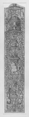 Giovanni Pietro Birago (Italian, active ca. 1471/1474-1513). <em>Arabesque no. 9</em>, ca. 1490. Engraving on paper, 16 1/4 x 3 1/4 in. (41.3 x 8.2 cm). Brooklyn Museum, Museum Collection Fund, 38.852 (Photo: Brooklyn Museum, 38.852_bw.jpg)