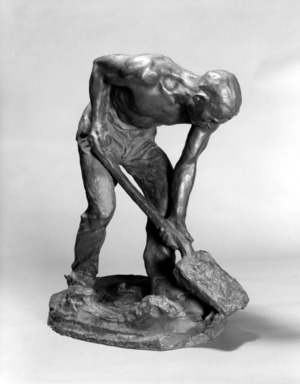 Chester Beach (American, 1881–1956). <em>The Stoker</em>, 1912. Bronze, 22 x 10 1/2 x 17 in. (55.9 x 26.7 x 43.2 cm). Brooklyn Museum, Gift of Samuel A. Lewisohn, 39.116. Creative Commons-BY (Photo: Brooklyn Museum, 39.116_bw.jpg)