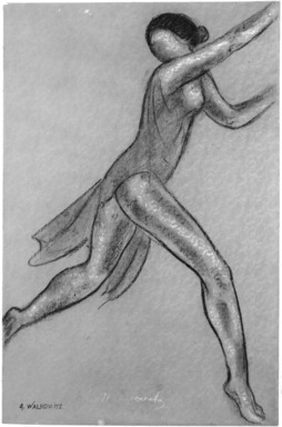 Abraham Walkowitz (American, born Russia, 1878-1965). <em>Isadora Duncan #3</em>, ca. 1917. Pastel on orange paper, 20 1/8 x 13 3/16 in. (51.1 x 33.5 cm). Brooklyn Museum, Gift of the artist, 39.148 (Photo: Brooklyn Museum, 39.148_bw.jpg)