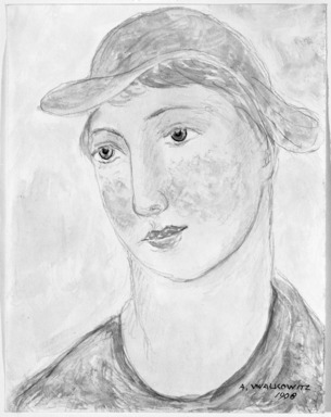 Abraham Walkowitz (American, born Russia, 1878-1965). <em>Woman's Head #1</em>, 1908. Watercolor, pen and ink, pencil on paper, 6 3/4 x 5 1/4 in. (17.1 x 13.3 cm). Brooklyn Museum, Gift of the artist, 39.189 (Photo: Brooklyn Museum, 39.189_bw.jpg)