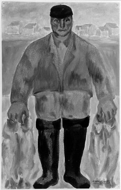 Abraham Walkowitz (American, born Russia, 1878-1965). <em>Fisherman</em>. Oil on canvas, 20 x 12 3/4 in. (50.8 x 32.4 cm). Brooklyn Museum, Gift of the artist, 39.227 (Photo: Brooklyn Museum, 39.227_bw.jpg)