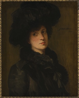 Julian Alden Weir (American, 1852-1919). <em>Girl in Black</em>, 1910. Oil on canvas, 25 5/8 × 20 5/16 in. (65.1 × 51.6 cm). Brooklyn Museum, Gift of Frank L. Babbott, 39.52 (Photo: Brooklyn Museum, 39.52_PS20.jpg)