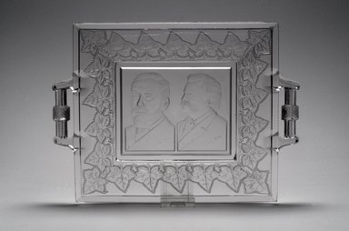  <em>Tray (James Blaine & John Logan)</em>, ca. 1884. Glass, 1 3/8 x 11 5/8 x 8 1/2 in. (3.5 x 29.5 x 21.6 cm). Brooklyn Museum, Gift of Mrs. William Greig Walker by subscription, 40.156. Creative Commons-BY (Photo: Brooklyn Museum, 40.156.jpg)