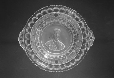  <em>Plate (Nathaniel P. Banks)</em>, ca. 1898. Glass, 1 1/8 x 8 3/4 x 7 3/4 in. (2.9 x 22.2 x 19.7 cm). Brooklyn Museum, Gift of Mrs. William Greig Walker by subscription, 40.178. Creative Commons-BY (Photo: Brooklyn Museum, 40.178_bw.jpg)