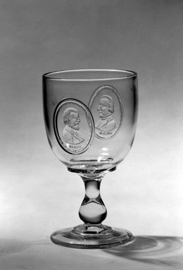  <em>Goblet (Ulysses S. Grant & Henry Wilson)</em>, ca. 1877. Glass, 6 1/4 x 3 1/2 x 3 1/2 in. (15.9 x 8.9 x 8.9 cm). Brooklyn Museum, Gift of Mrs. William Greig Walker by subscription, 40.184. Creative Commons-BY (Photo: Brooklyn Museum, 40.184_bw.jpg)