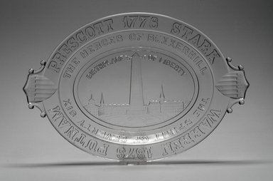 American. <em>Platter (Bunker Hill Monument)</em>, 1876. Glass, 1 5/8 x 13 1/2 x 9 in. (4.1 x 34.3 x 22.9 cm). Brooklyn Museum, Gift of Mrs. William Greig Walker by subscription, 40.211. Creative Commons-BY (Photo: Brooklyn Museum, 40.211.jpg)