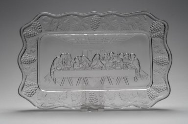 American. <em>Plate (Leonardo DaVinci's Last Supper)</em>, late 19th century. Glass, 1 x 10 7/8 x 7 in. (2.5 x 27.6 x 17.8 cm). Brooklyn Museum, Gift of Mrs. William Greig Walker by subscription, 40.237. Creative Commons-BY (Photo: Brooklyn Museum, 40.237.jpg)