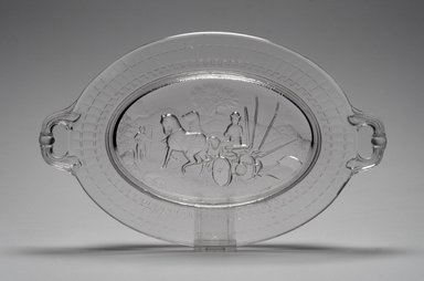 American. <em>Platter (McCormack Reaper)</em>, 1831. Glass, 1 5/8 x 13 1/8 x 8 1/8 in. (4.1 x 33.3 x 20.6 cm). Brooklyn Museum, Gift of Mrs. William Greig Walker by subscription, 40.238. Creative Commons-BY (Photo: Brooklyn Museum, 40.238.jpg)