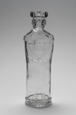 American. <em>Bottle, Figure of George Washington</em>, late 19th century. Glass, 9 1/2 x 3 1/8 x 2 3/4 in. (24.1 x 7.9 x 7 cm). Brooklyn Museum, Gift of Mrs. William Greig Walker by subscription, 40.275. Creative Commons-BY (Photo: Brooklyn Museum, 40.275.jpg)