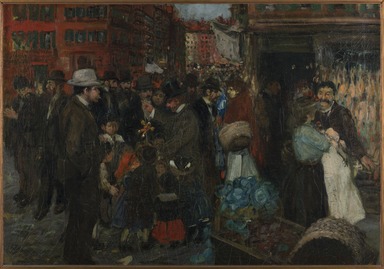 George Benjamin Luks (American, 1867–1933). <em>Street Scene (Hester Street)</em>, 1905. Oil on canvas, 25 13/16 x 35 7/8 in. (65.5 x 91.1 cm). Brooklyn Museum, Dick S. Ramsay Fund, 40.339 (Photo: Brooklyn Museum, 40.339_PS20.jpg)