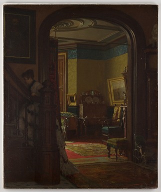 Eastman Johnson (American, 1824–1906). <em>Not at Home</em>, ca. 1873. Oil on laminated paperboard, 26 7/16 x 22 5/16 in. (67.1 x 56.7 cm). Brooklyn Museum, Gift of Gwendolyn O. L. Conkling, 40.60 (Photo: Brooklyn Museum, 40.60_PS22.jpg)