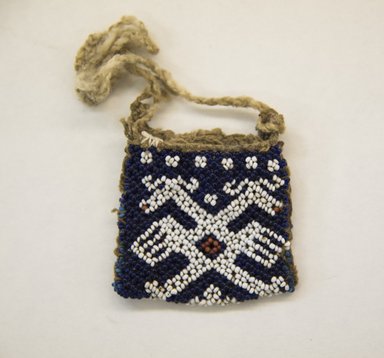 Huichol (Wixárika). <em>Bag for Money</em>. Cotton, beads, 1 13/16 x 1 7/8 in. (4.6 x 4.8 cm). Brooklyn Museum, Ella C. Woodward Memorial Fund, 40.737. Creative Commons-BY (Photo: Brooklyn Museum, 40.737_front_PS5.jpg)