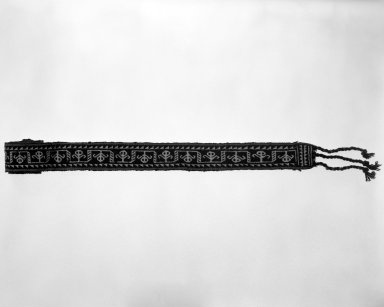 Huichol (Wixárika). <em>Headband</em>. Wool, cotton Brooklyn Museum, Ella C. Woodward Memorial Fund, 40.745. Creative Commons-BY (Photo: Brooklyn Museum, 40.745_bw.jpg)