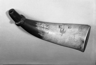 American. <em>Powder Horn</em>, 19th century. Cow's horn, 2 1/4 x 6 in. (5.7 x 15.2 cm). Brooklyn Museum, Gift of Louis E. Birdseye, 41.1140. Creative Commons-BY (Photo: Brooklyn Museum, 41.1140_acetate_bw.jpg)