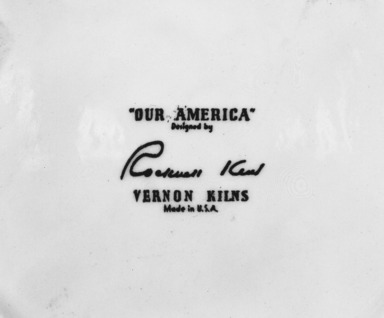 American. <em>Plate</em>, 1941. Earthenware, 1 x 10 3/8 in. (2.5 x 26.4 cm). Brooklyn Museum, Gift of F. G. Bennison, 41.1142.1. Creative Commons-BY (Photo: Brooklyn Museum, 41.1142.1b_mark_bw.jpg)