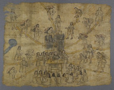 Nahuatl. <em>Codex San Pedro Atlapolco</em>, 18th century. Ink and watercolor on amate paper, 30 5/8 x 38 5/16 in. (77.8 x 97.3 cm). Brooklyn Museum, Ella C. Woodward Memorial Fund, 41.1249. Creative Commons-BY (Photo: Brooklyn Museum, 41.1249_PS2.jpg)