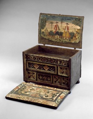  <em>Writing Cabinet (Escritorio)</em>, late 18th–early 19th century. Wood, leather, pigments, and iron fittings, 21 x 21 x 13 in. (53.3 x 53.3 x 33 cm). Brooklyn Museum, Museum Expedition 1941, Frank L. Babbott Fund, 41.1275.167. Creative Commons-BY (Photo: Brooklyn Museum, 41.1275.167_SL3.jpg)