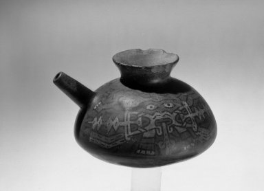Nasca. <em>Small Jar</em>, 300 B.C.E.-400 C.E. Ceramic, pigment, 3 7/8 x 6 1/8 in. (9.8 x 15.5 cm). Brooklyn Museum, Museum Expedition 1941, Frank L. Babbott Fund, 41.1275.20. Creative Commons-BY (Photo: Brooklyn Museum, 41.1275.20_acetate_bw.jpg)