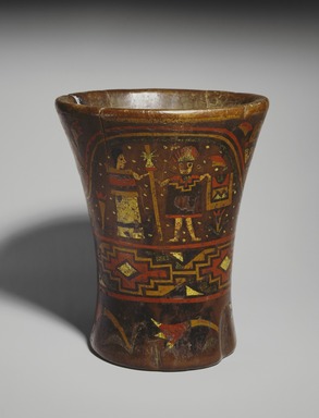 Inca. <em>Kero Cup</em>, 16th - 17th century. Wood; lacquered, 7 3/8 x 6 15/16in. (18.7 x 17.6cm). Brooklyn Museum, Museum Expedition 1941, Frank L. Babbott Fund, 41.1275.5. Creative Commons-BY (Photo: Brooklyn Museum, 41.1275.5_SL3.jpg)