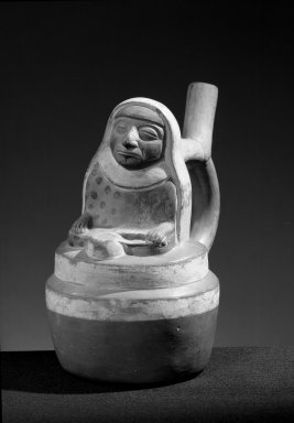 Moche. <em>Portrait Vase</em>. Ceramic Brooklyn Museum, Museum Expedition 1941, Frank L. Babbott Fund, 41.1275.91. Creative Commons-BY (Photo: Brooklyn Museum, 41.1275.91_acetate_bw.jpg)