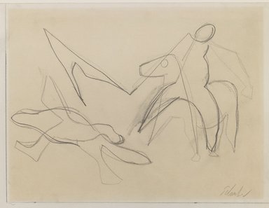 Louis Schanker (American, 1903-1981). <em>St. George and the Dragon</em>, 1941. Graphite on paper, sheet: 9 1/2 x 12 11/16 in. (24.1 x 32.2 cm). Brooklyn Museum, 41.1318. © artist or artist's estate (Photo: Brooklyn Museum, 41.1318_IMLS_PS3.jpg)