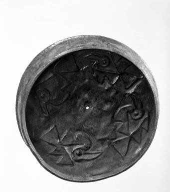 Chimú. <em>Bowl with Four Birds</em>. Silver, 2 3/16 x 7 1/2 x 7 1/2 in. (5.5 x 19 x 19 cm). Brooklyn Museum, Henry L. Batterman Fund, 41.14. Creative Commons-BY (Photo: Brooklyn Museum, 41.14_bw.jpg)