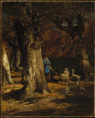 Charles-Émile Jacque (French, 1813-1894). <em>The Old Forest</em>, 1860-1870. Oil on canvas, 32 1/2 x 26 1/4 in. (82.6 x 66.7 cm). Brooklyn Museum, Bequest of Mrs. William A. Putnam, 41.778 (Photo: Brooklyn Museum, 41.778_SL1.jpg)