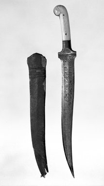  <em>Dagger with Scabbard</em>., 18 3/8 in. (46.7 cm). Brooklyn Museum, Gift of Percy C. Madeira, Jr., 42.245.12a-b. Creative Commons-BY (Photo: Brooklyn Museum, 42.245.12a-b_bw_SL4.jpg)